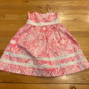 Girls Lilly Pulitzer pink and white fit and flare